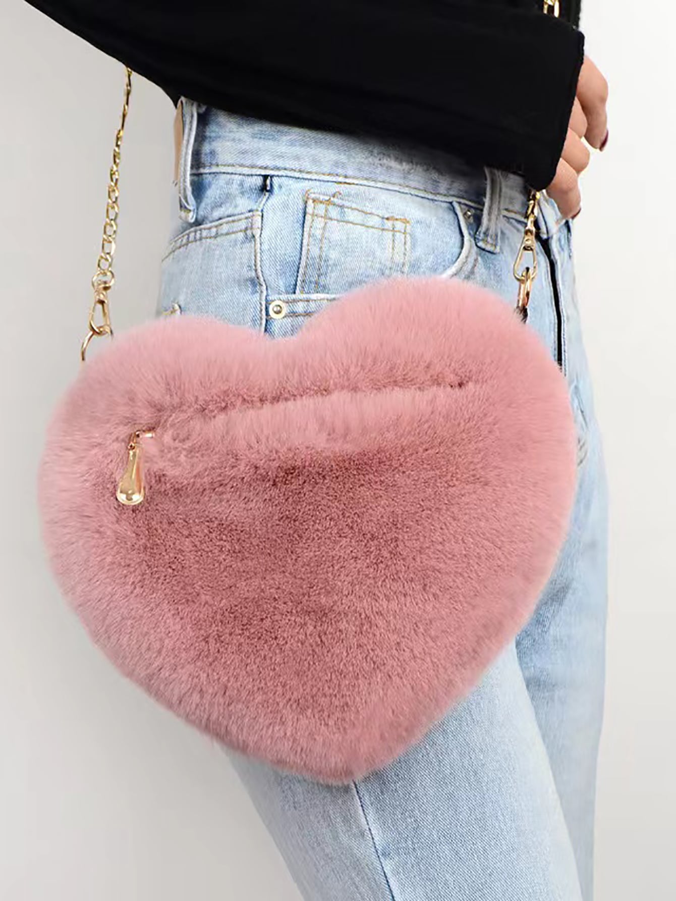 Bolso de corazón con cadena cruzada para mujer